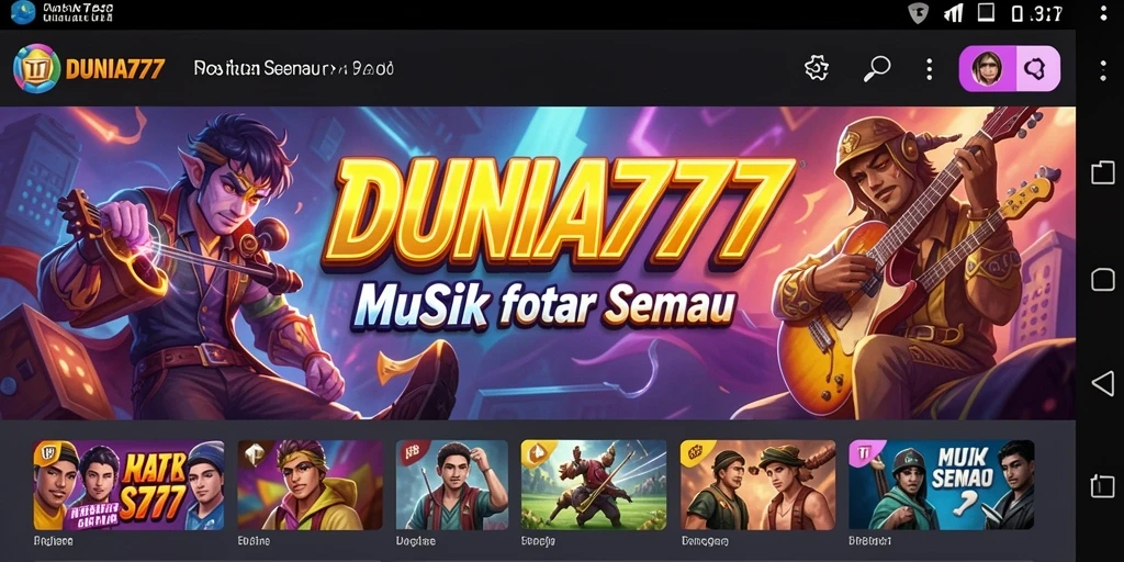 Tampilan gameplay interaktif DUNIA777 saat memainkan lagu favorit.
