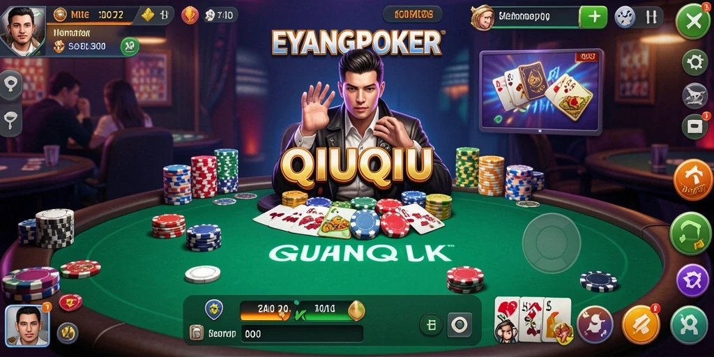 Tampilan gameplay QiuQiu yang seru di EYANGPOKER.
