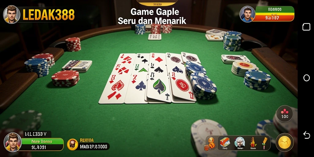 Screenshot gameplay LEDAK388 yang menampilkan suasana seru permainan Gaple.