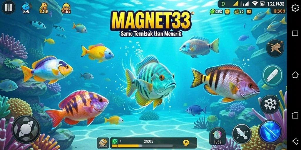 Screenshot menunjukkan gameplay seru dalam menembak ikan.