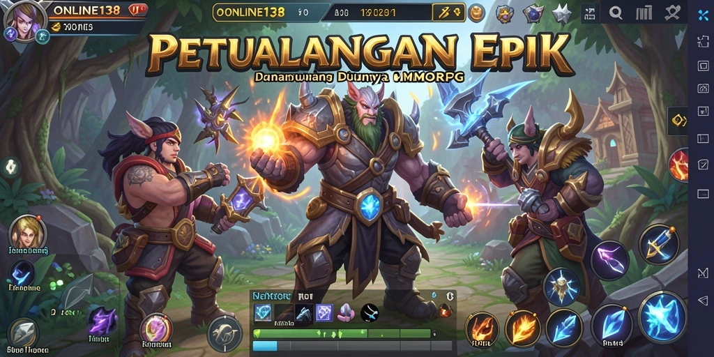 Gameplay epik ONLINE138 dengan karakter dan pertempuran yang menegangkan.
