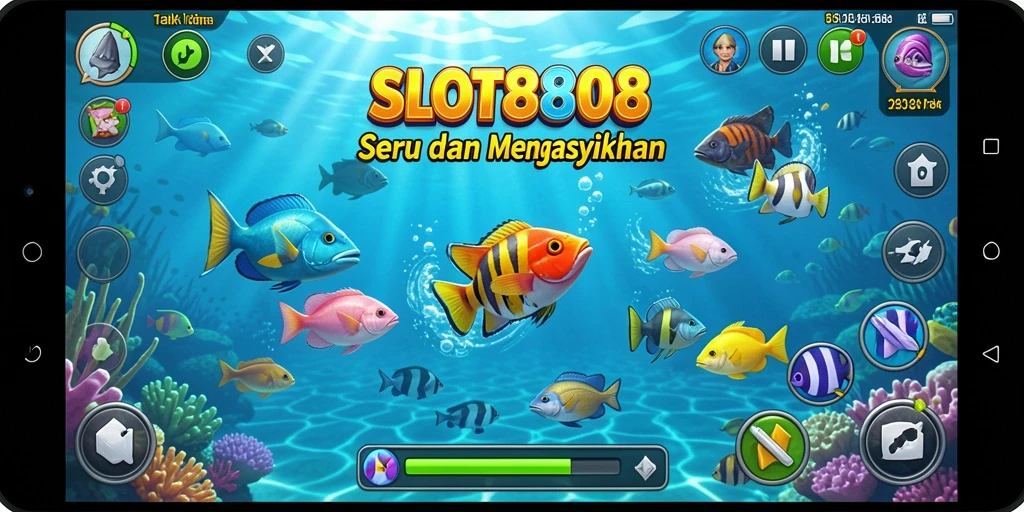 Tampilan gameplay menembak ikan yang seru dan penuh aksi.